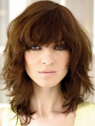 25 Modern Medium Length Haircuts With Bangs Layers For Thick