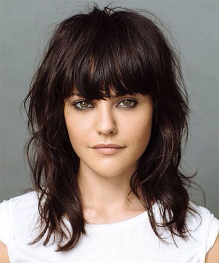 Medium Length Haircuts With Bangs, Layers For Thick Hair amp; Round Faces 
