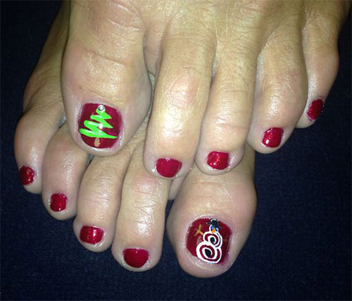 Merry Christmas Toe Nail Art Designs & Ideas 2017 | Xmas Nails | Modern