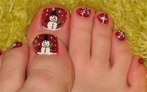 Merry Christmas Toe Nail Art Designs &amp; Ideas 2017 | Xmas Nails | Modern Fashion Blog