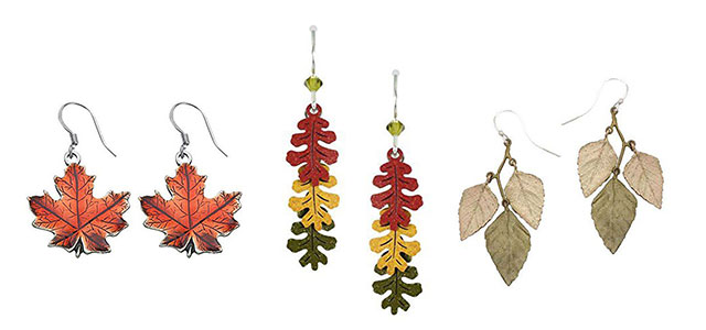 Copper Oak Leaves & Sterling Plate Acorns Earrings Autumn Leaf Fall Jewelry 